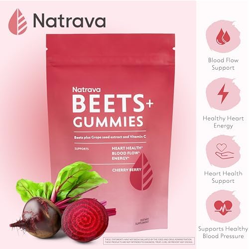 Gomitas Natrava Beets+ - Polvo de Remolacha Premium, Extracto de Semilla de Uva y Vitamina C - Apoya la Presión Arterial y Salud Cardiaca - 50 - imagen 2