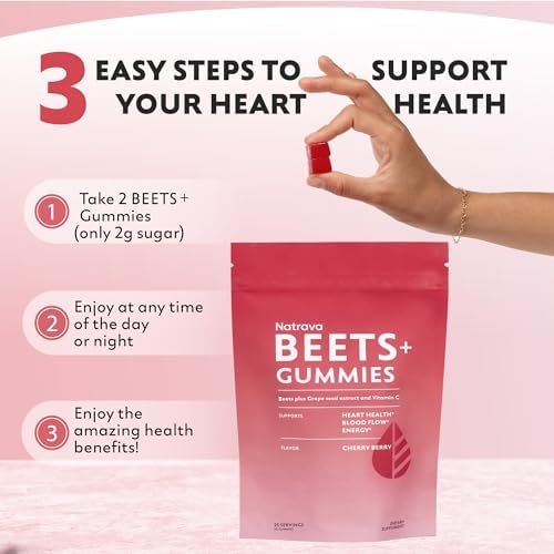 Gomitas Natrava Beets+ - Polvo de Remolacha Premium, Extracto de Semilla de Uva y Vitamina C - Apoya la Presión Arterial y Salud Cardiaca - 50 - imagen 5