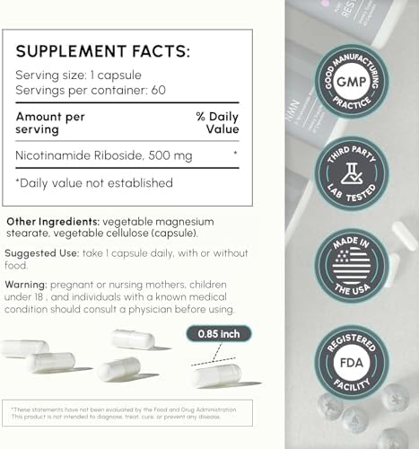 Suplemento partiQlar NR - Cápsulas de Nicotinamida Ribósido de Alta Pureza - Aumentador de NAD+ para Antienvejecimiento, Energía Celular y Reparación - imagen 3