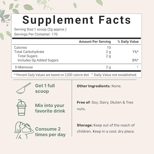 Micro Ingredients D-Mannosa en Polvo, Suplemento Puro, Soluble en Agua, Apoyo a la Salud del Tracto Urinario y la Vejiga, Vegano. - imagen 2