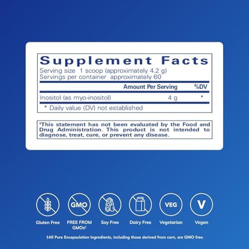 Pure Encapsulations Inositol en Polvo - Suplemento para Energía, Sistema Nervioso y Función Ovárica - con Mio-Inositol - 8.8 Onzas - imagen 2