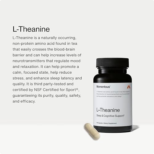 Suplemento de L-Teanina Momentous - Cápsulas de 200 mg para Promover Relajación y Concentración - Certificado NSF para Deporte - Sin GMO ni Gluten - - imagen 2
