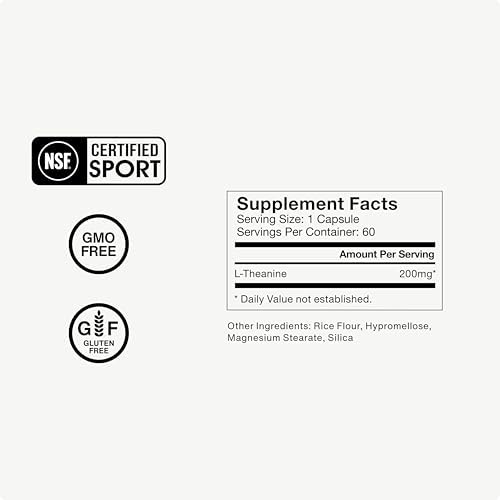 Suplemento de L-Teanina Momentous - Cápsulas de 200 mg para Promover Relajación y Concentración - Certificado NSF para Deporte - Sin GMO ni Gluten - - imagen 4