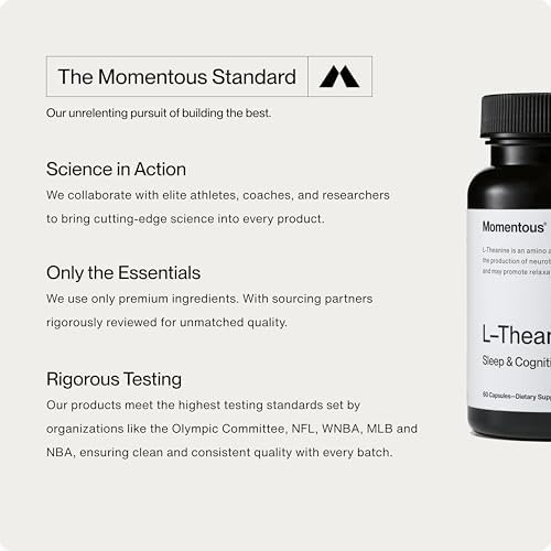 Suplemento de L-Teanina Momentous - Cápsulas de 200 mg para Promover Relajación y Concentración - Certificado NSF para Deporte - Sin GMO ni Gluten - - imagen 5
