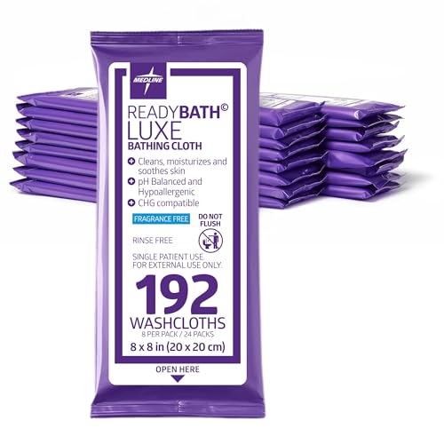 Toallitas de Baño Medline ReadyBath LUXE Extra Gruesas para Adultos, 192 Toallitas (8 Toallitas, 24 Paquetes), Sin Fragancia, Fórmula Sin Enjuague - imagen 4