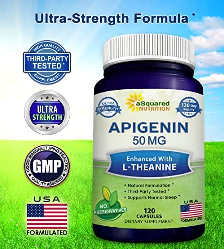Suplemento de Apigenina aSquared Nutrition 50mg y L-Teanina 200mg - 120 Cápsulas - Pastillas para Dormir y Relajarse - Extracto Natural de - imagen 6
