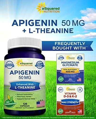 Suplemento de Apigenina aSquared Nutrition 50mg y L-Teanina 200mg - 120 Cápsulas - Pastillas para Dormir y Relajarse - Extracto Natural de - imagen 8