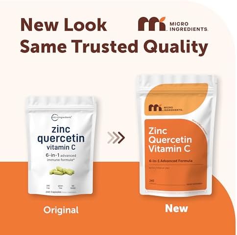 Quercetina con Vitamina C y Zinc Micro Ingredients, 240 Cápsulas | Fórmula 6 en 1 con Quercetina, Vitamina C y 4 Formas de Zinc (Picolinato, Citrato, - imagen 2