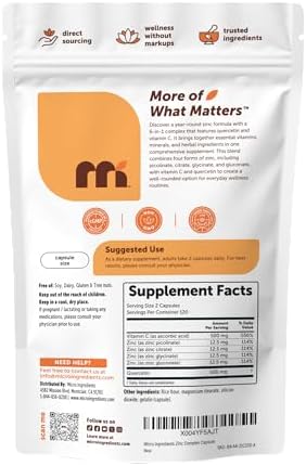 Quercetina con Vitamina C y Zinc Micro Ingredients, 240 Cápsulas | Fórmula 6 en 1 con Quercetina, Vitamina C y 4 Formas de Zinc (Picolinato, Citrato, - imagen 7