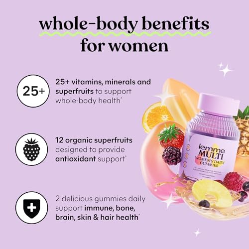 Gomitas Multivitamínicas Lemme para Mujeres, Soporte Nutricional Diario con Vitaminas A, C, D, E, Biotina, Ácido Fólico, Zinc e Inositol, Salud Ósea, - imagen 4