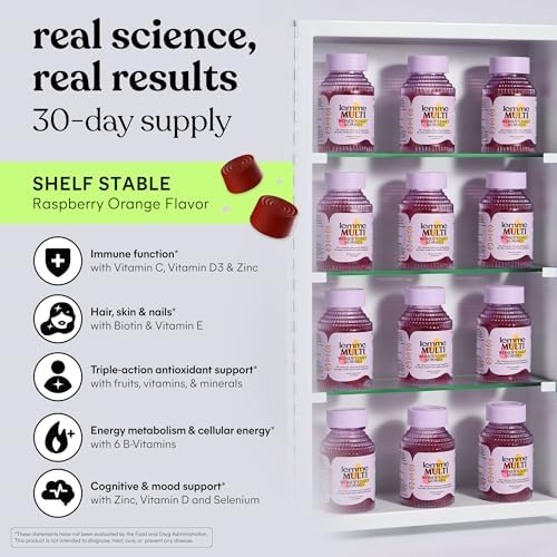 Gomitas Multivitamínicas Lemme para Mujeres, Soporte Nutricional Diario con Vitaminas A, C, D, E, Biotina, Ácido Fólico, Zinc e Inositol, Salud Ósea, - imagen 5