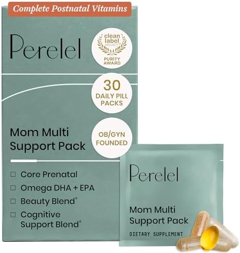 Perelel Mom Multi Support Pack, Vitaminas Postnatales para Mujeres con Omega 3 DHA, Hierro, Colágeno y Vitamina B12, 30 Paquetes Diarios, Sin Soja ni - imagen 1
