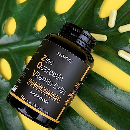 Suplemento de Zinc Quercetina 500mg con Vitamina C, D3 y Bromelina - Apoyo Inmunológico de Alta Potencia ZQV de SPARTIS (1 Botella de 120 Cápsulas) - imagen 3