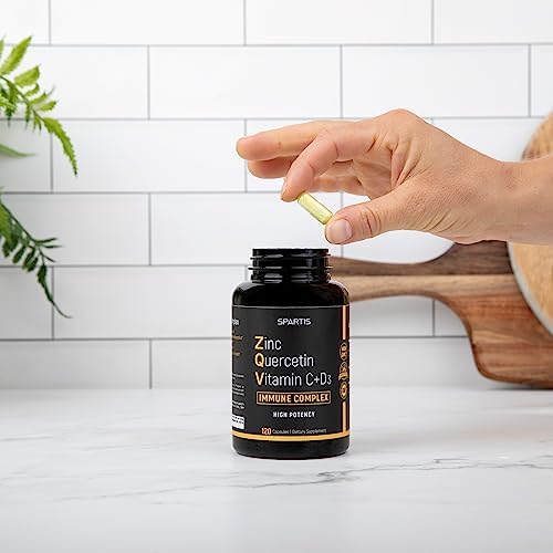 Suplemento de Zinc Quercetina 500mg con Vitamina C, D3 y Bromelina - Apoyo Inmunológico de Alta Potencia ZQV de SPARTIS (1 Botella de 120 Cápsulas) - imagen 5