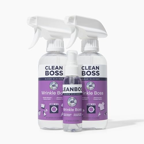 CleanBoss Spray Antiarrugas para Ropa - 2 Botellas Más 1 Mini Tamaño de Viaje para Protección Antiarrugas en Movimiento - imagen 1