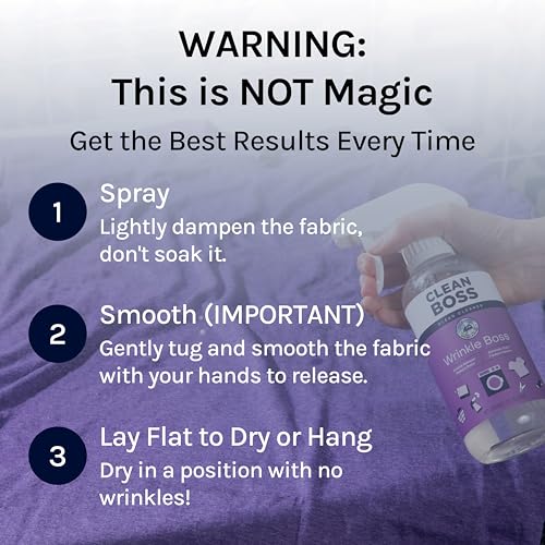 CleanBoss Spray Antiarrugas para Ropa - 2 Botellas Más 1 Mini Tamaño de Viaje para Protección Antiarrugas en Movimiento - imagen 2