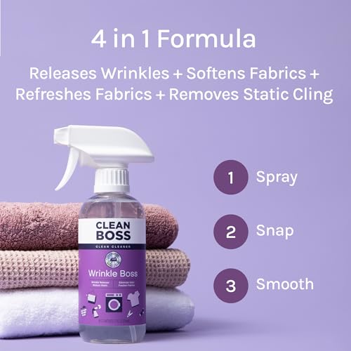 CleanBoss Spray Antiarrugas para Ropa - 2 Botellas Más 1 Mini Tamaño de Viaje para Protección Antiarrugas en Movimiento - imagen 3