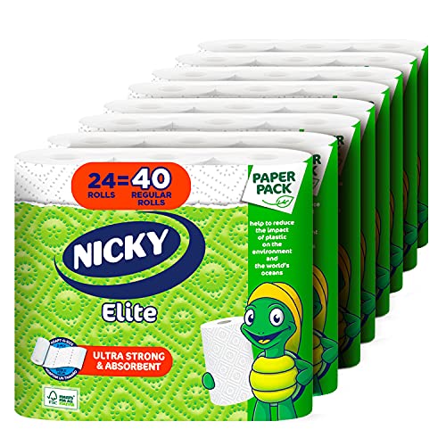 Toallas de Papel Nicky Elite Adapt-A-Size, 24 Rollos Grandes = 40 Rollos Regulares, Empaque Sin Plástico, Ultra Resistentes y Absorbentes - imagen 3