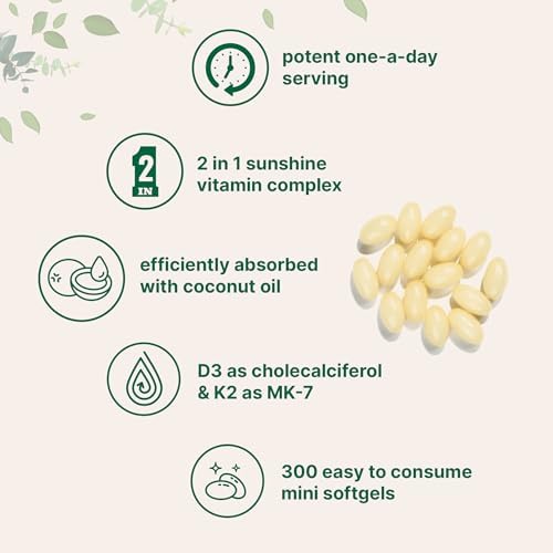 Micro Ingredients Vitamina D3 5,000 UI + K2 MK-7 100 mcg, 300 Cápsulas Blandas | Aceite de Coco Virgen | Soporte 2 en 1, Fácil de Tragar, No GMO - imagen 4