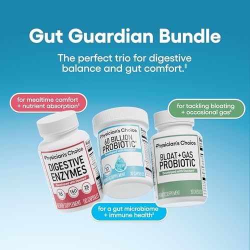 Paquete Gut Guardian de Physician's CHOICE: Soporte Avanzado para la Digestión y la Hinchazón con 60 Mil Millones de Probióticos, Enzimas Digestivas - imagen 2