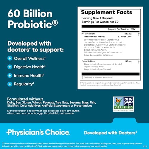 Paquete Gut Guardian de Physician's CHOICE: Soporte Avanzado para la Digestión y la Hinchazón con 60 Mil Millones de Probióticos, Enzimas Digestivas - imagen 4