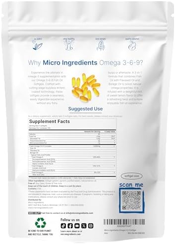 Ultra Omega 3-6-9 3600mg por Porción, 300 Cápsulas Blandas Sin Eructos | Sabor a Limón – Mezcla de Aceites de Pescado, Linaza y Borraja | Fuente - imagen 2
