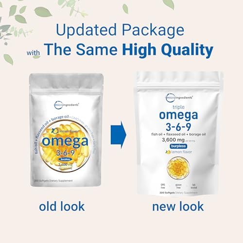 Ultra Omega 3-6-9 3600mg por Porción, 300 Cápsulas Blandas Sin Eructos | Sabor a Limón – Mezcla de Aceites de Pescado, Linaza y Borraja | Fuente - imagen 3