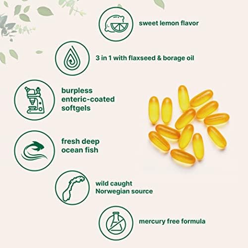 Ultra Omega 3-6-9 3600mg por Porción, 300 Cápsulas Blandas Sin Eructos | Sabor a Limón – Mezcla de Aceites de Pescado, Linaza y Borraja | Fuente - imagen 4