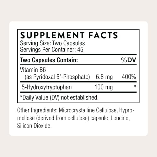 THORNE - 5-HTP con Vitamina B6 - Suplemento para el Sueño y Manejo del Estrés - 90 Cápsulas Sin Gluten, Lácteos ni Soja - imagen 2