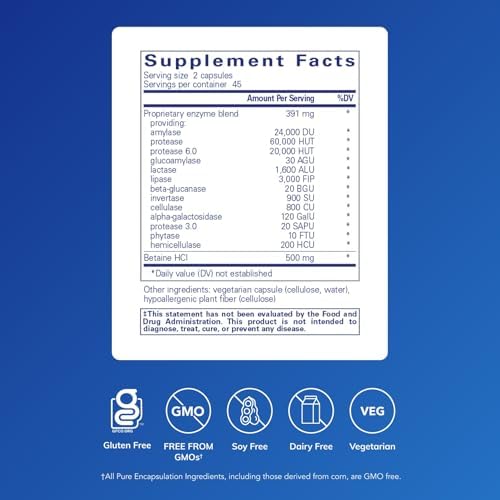 Pure Encapsulations Enzimas Digestivas Ultra con Betaína HCl - Suplemento Vegetariano para Apoyar la Digestión de Proteínas, Carbohidratos, Fibras y - imagen 2