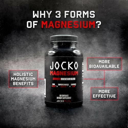 Suplemento de Complejo de Magnesio Jocko Fuel - Cápsulas de Glicinato, Citrato y Taurato de Magnesio para Recuperación Muscular, Relajación, Soporte - imagen 7