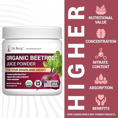 Polvo de Remolacha Orgánica Cruda Dr. Berg de Remolachas Cultivadas – Certificado Orgánico USDA para Apoyar Niveles de Óxido Nítrico, Energía, Flujo - imagen 6