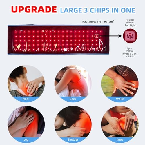 Cinturón de Terapia de Luz Roja e Infrarroja para Alivio Muscular en Cuerpo, Espalda, Hombros y Rodillas, LED 660nm 850nm, Grande y Con Control - imagen 3