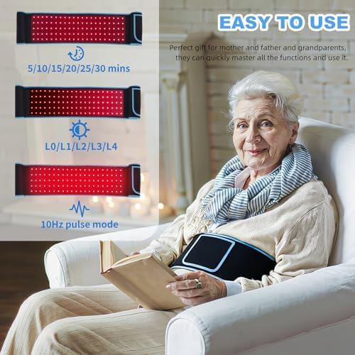 Cinturón de Terapia de Luz Roja e Infrarroja para Alivio Muscular en Cuerpo, Espalda, Hombros y Rodillas, LED 660nm 850nm, Grande y Con Control - imagen 5