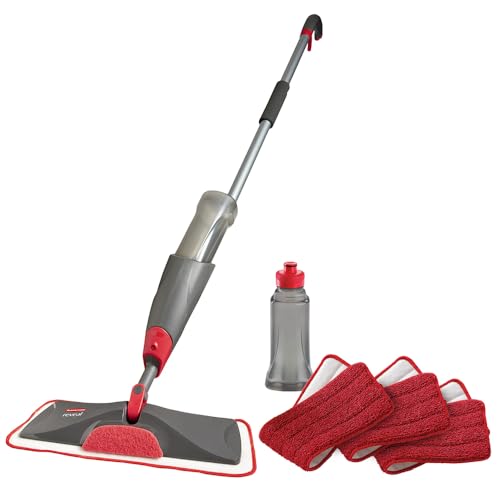 Kit de limpieza con mopa a spray Rubbermaid Reveal, 3 almohadillas de microfibra reutilizables, 1 botella recargable, inalámbrica, para todo tipo de - imagen 3