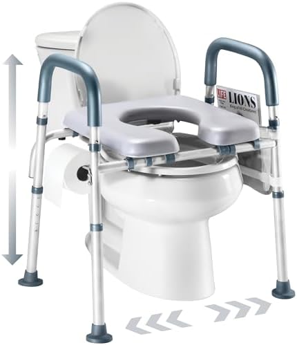 Asiento Elevado para Inodoro Zaxbo para Personas Mayores, Ajustable en Ancho y Altura, con Asas, Soporta hasta 400 lbs, [Gris] - imagen 1