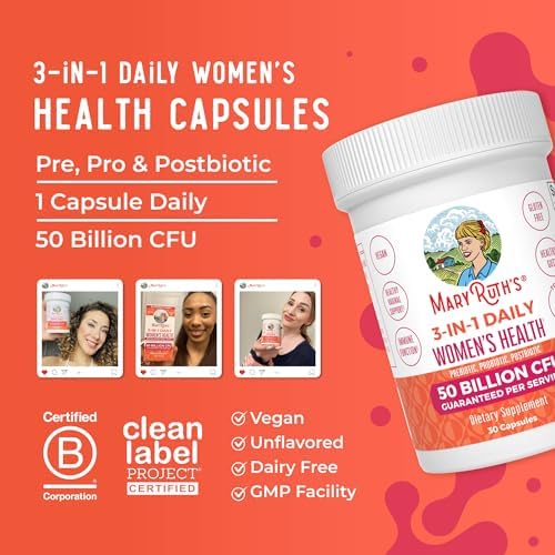 Probioticos Diarios 3 en 1 MARYRUTH'S para Mujeres | Soporte Hormonal y Salud Digestiva | 50 Mil Millones CFU | Vegano | 30 Cápsulas - imagen 8
