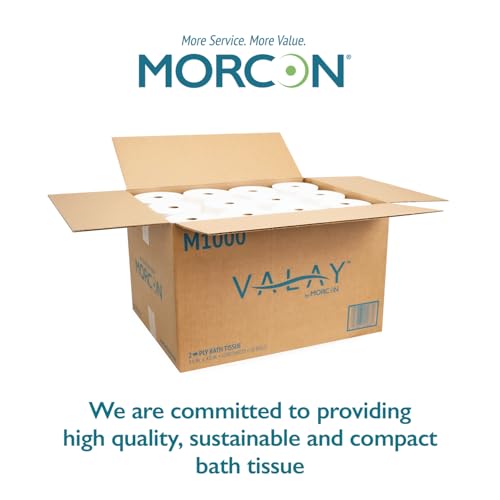 Rollo de Papel Higiénico Morcon M1000 Compacto, 2 Capas, Suave y Absorbente, 1000 Hojas por Rollo, Paquete de 36 Rollos, Ideal para Uso Comercial - imagen 7