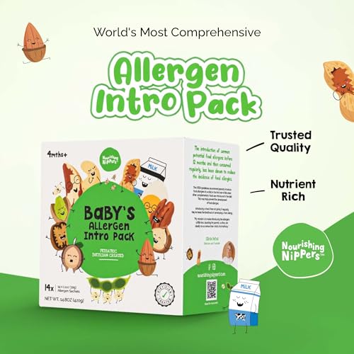 Nourishing Nippers Introducción Temprana de Alérgenos - Para Bebés de 4+ Meses, 14 Alérgenos en un Paquete, Incluye Cacahuate, Huevo y Leche | Mezcla - imagen 2