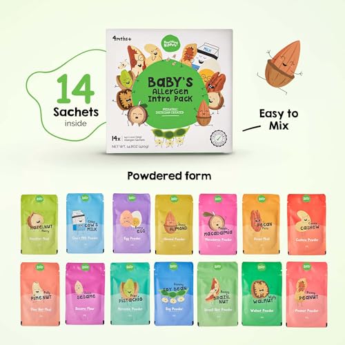 Nourishing Nippers Introducción Temprana de Alérgenos - Para Bebés de 4+ Meses, 14 Alérgenos en un Paquete, Incluye Cacahuate, Huevo y Leche | Mezcla - imagen 3