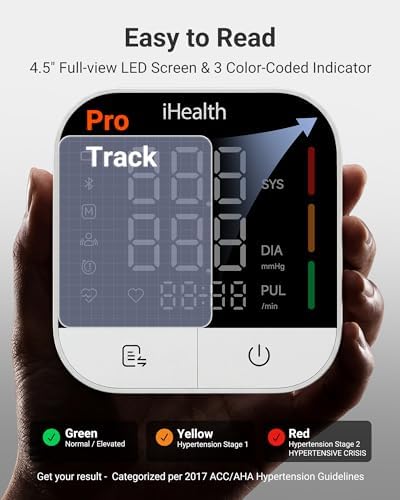Monitor de Presión Arterial iHealth Track Pro para Brazo, Pantalla LED de Visión Completa, Detección de Cuerpo y Manguito, Compatible con iOS y - imagen 3