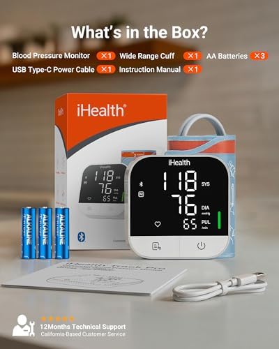 Monitor de Presión Arterial iHealth Track Pro para Brazo, Pantalla LED de Visión Completa, Detección de Cuerpo y Manguito, Compatible con iOS y - imagen 7