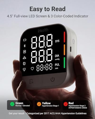 Monitor de Presión Arterial iHealth Track Pro para Brazo, Pantalla LED de Visión Completa, Detección de Cuerpo y Manguito, Compatible con iOS y - imagen 8