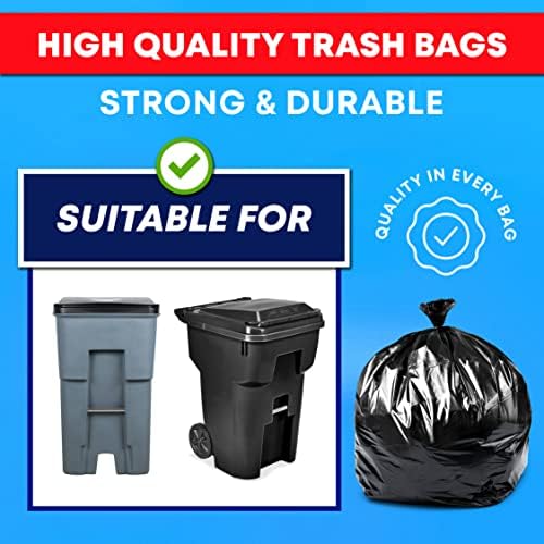 Bolsas de Basura Contractor Tasker de 55 Galones, 3 Mil, Negras (50 Bolsas con Cintas) para Construcción, Resistentes y Extra Grandes - imagen 4