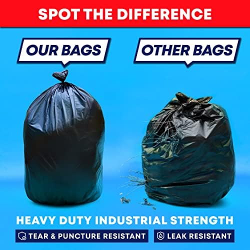 Bolsas de Basura Contractor Tasker de 55 Galones, 3 Mil, Negras (50 Bolsas con Cintas) para Construcción, Resistentes y Extra Grandes - imagen 7