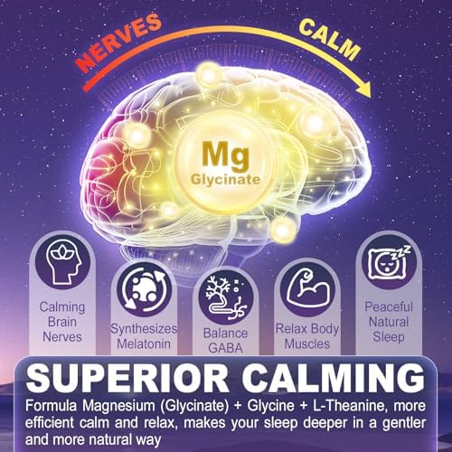 Gomitas de Magnesio Glicinato 500mg/250mg para Adultos, Niños y Adolescentes, Sin Azúcar, Suplemento Calmante para Dormir, con L-Teanina, Glicina y - imagen 4