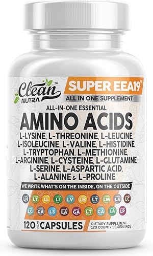 Suplemento de Aminoácidos Clean Nutraceuticals: L-Lisina, L-Treonina, L-Leucina, Isoleucina, Valina, L-Histidina, L-Triptófano, L-Metionina, - imagen 1