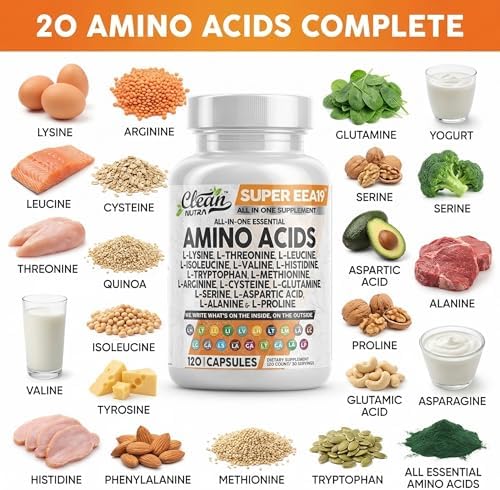 Suplemento de Aminoácidos Clean Nutraceuticals: L-Lisina, L-Treonina, L-Leucina, Isoleucina, Valina, L-Histidina, L-Triptófano, L-Metionina, - imagen 4