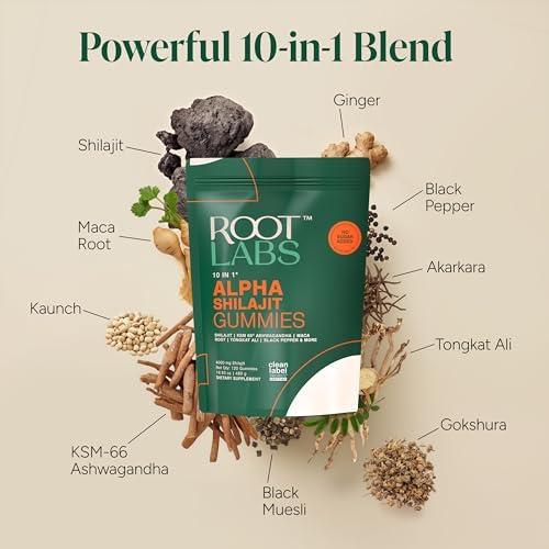 Gomitas ROOT LABS 10 en 1 de Shilajit Alpha | 4000 mg de Shilajit Himalayo puro con Tongkat Ali y raíz de Maca | Para hombres y mujeres | Tecnología - imagen 2
