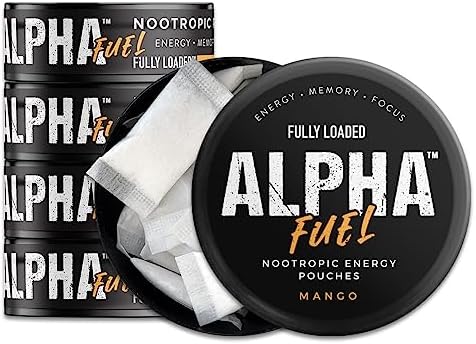 Pouches Nootrópicos Fully Loaded Alpha Fuel (Mango Fuel) - 5 latas, 15 pouches por lata - Pouches energéticos con cafeína y mezcla nootrópica - imagen 1